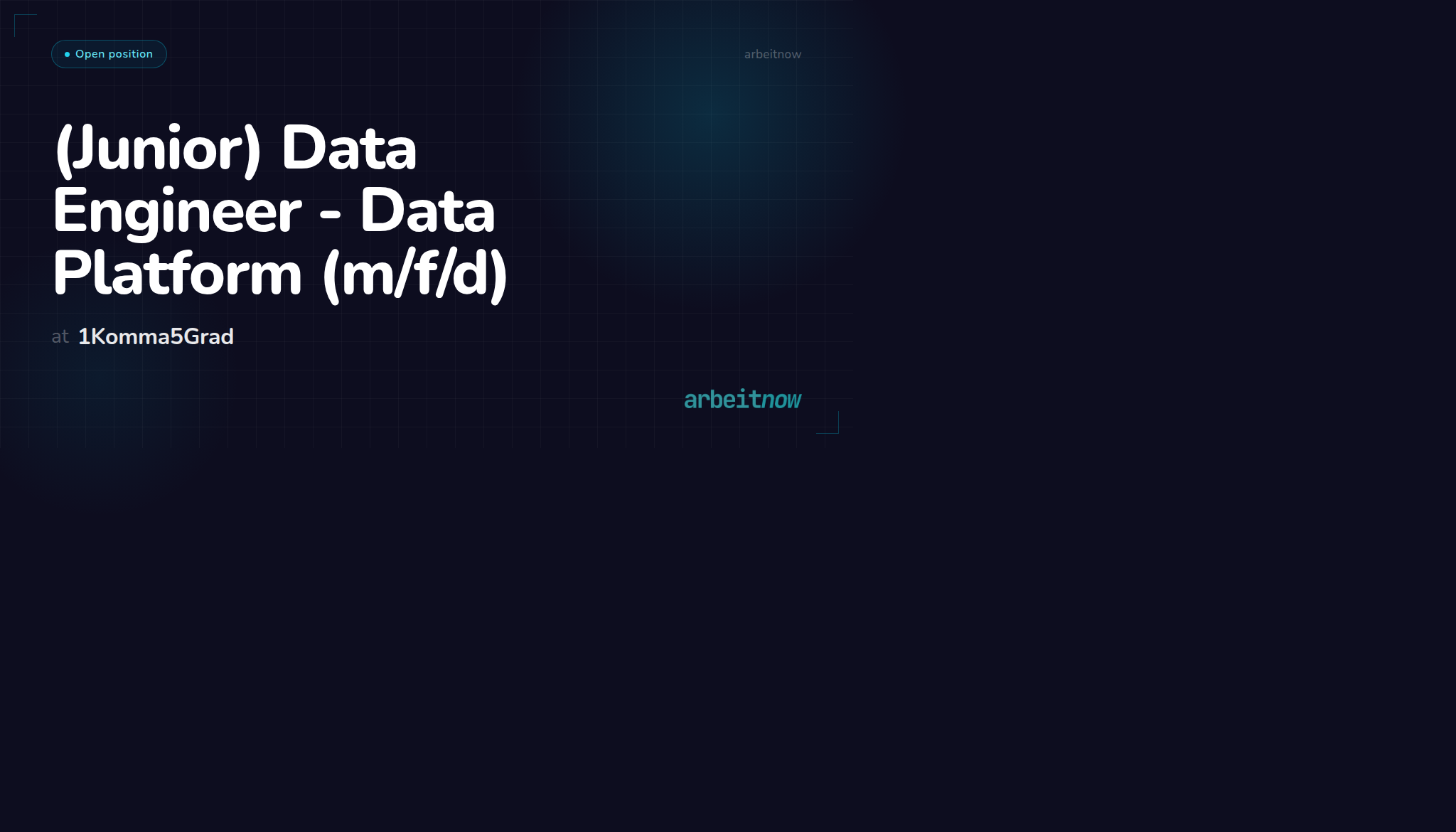 (Junior) Data Engineer - Data Platform (m/f/d) at 1Komma5Grad