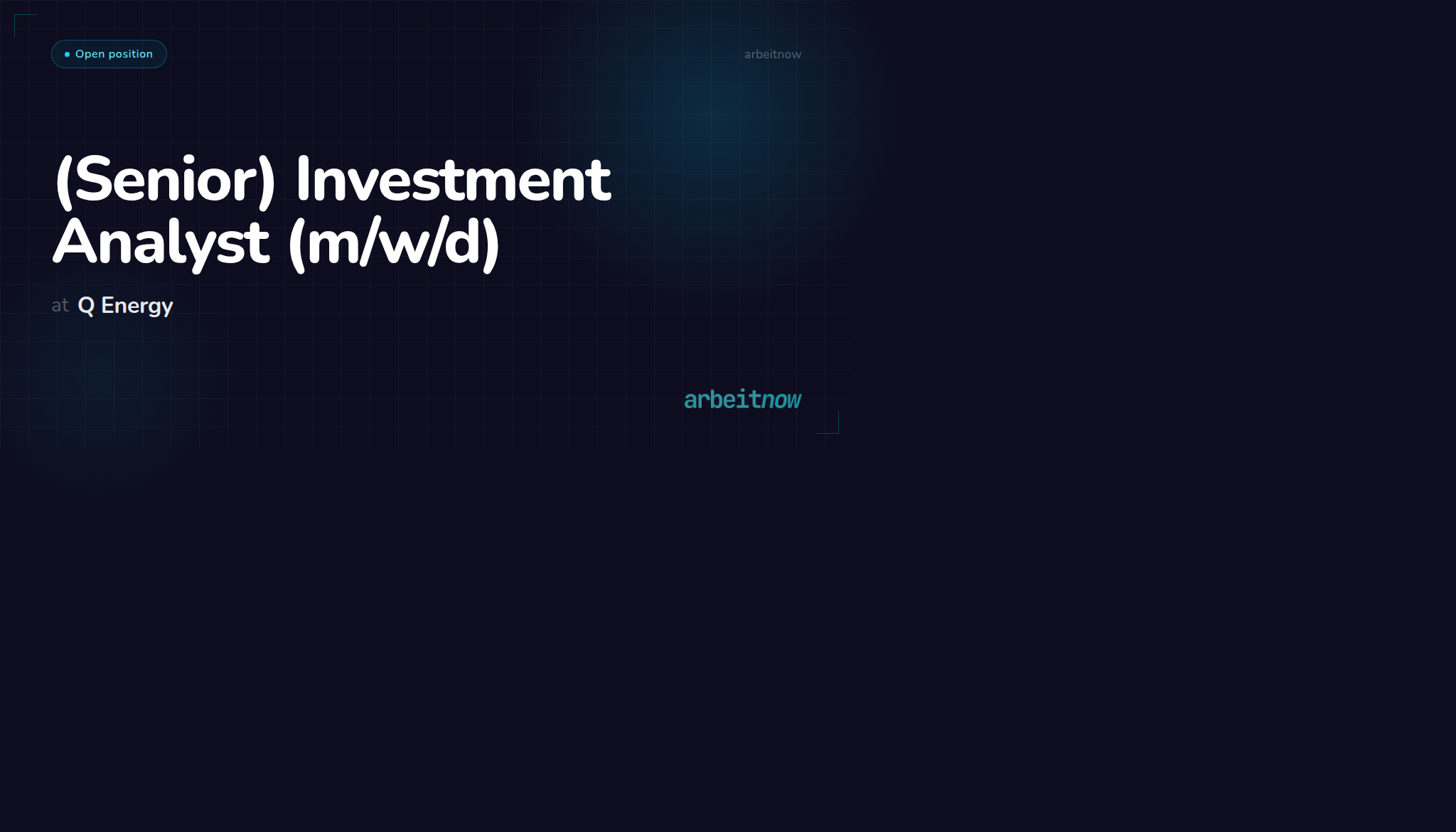 Senior Investment Analyst – Q Energy – Cologne | Arbeitnow