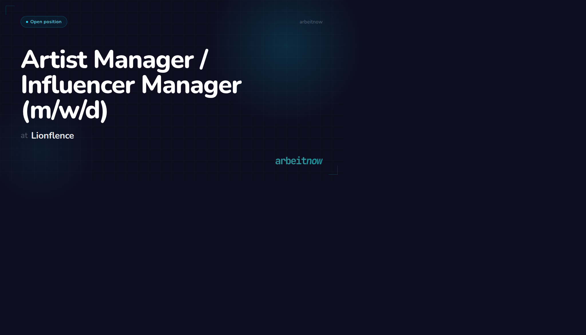 Artist Manager / Influencer Manager – Lionflence – Mülheim | Arbeitnow