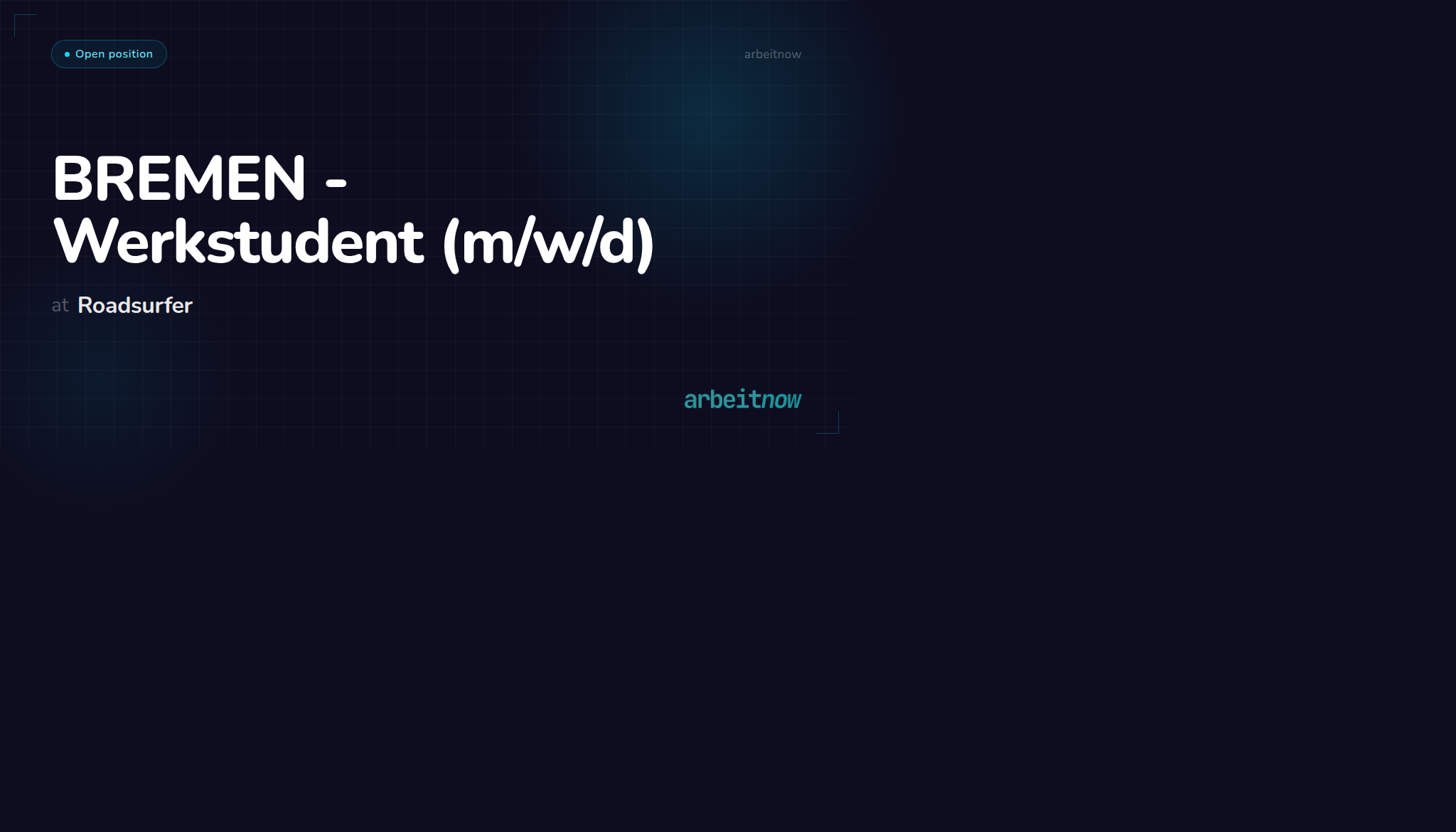 BREMEN - Werkstudent (m/w/d) at Roadsurfer