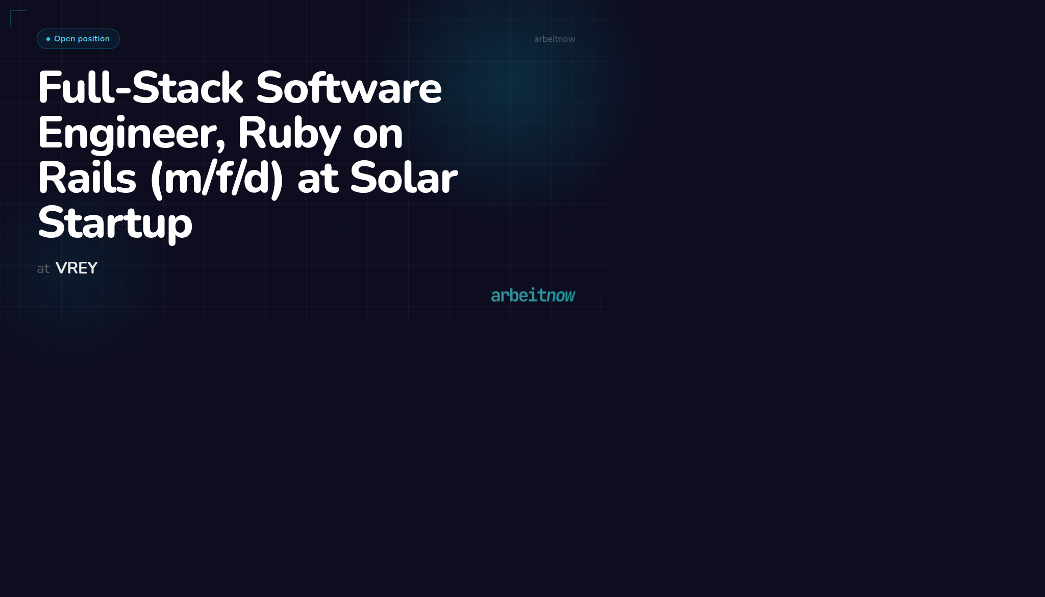 Full-Stack Software Engineer, Ruby on Rails at Solar Startup – VREY ...