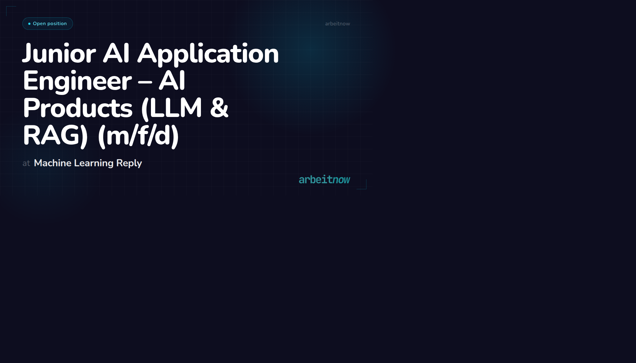 Junior AI Application Engineer – AI Products (LLM & RAG) – Machine ...