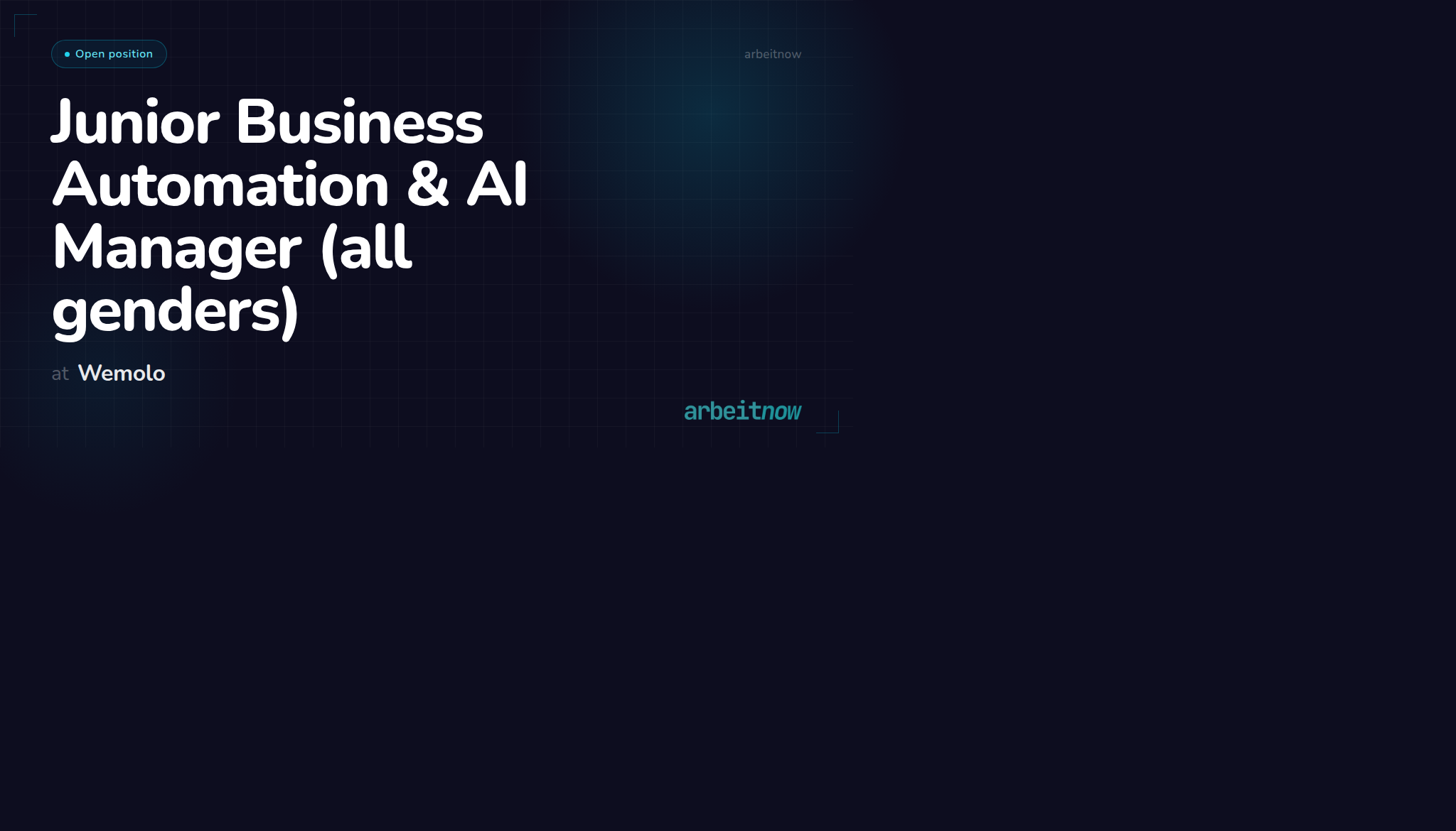 Junior Business Automation & AI Manager (all genders) at Wemolo