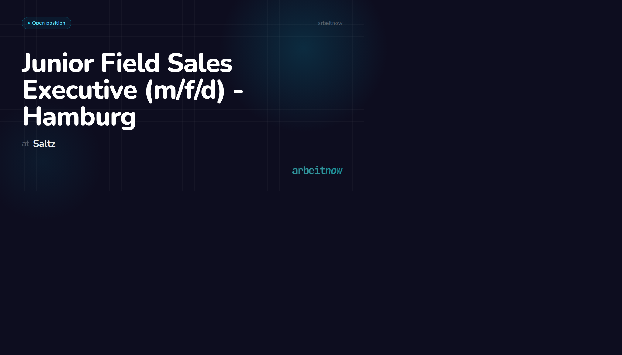 Junior Field Sales Executive (m/f/d) - Hamburg at Saltz