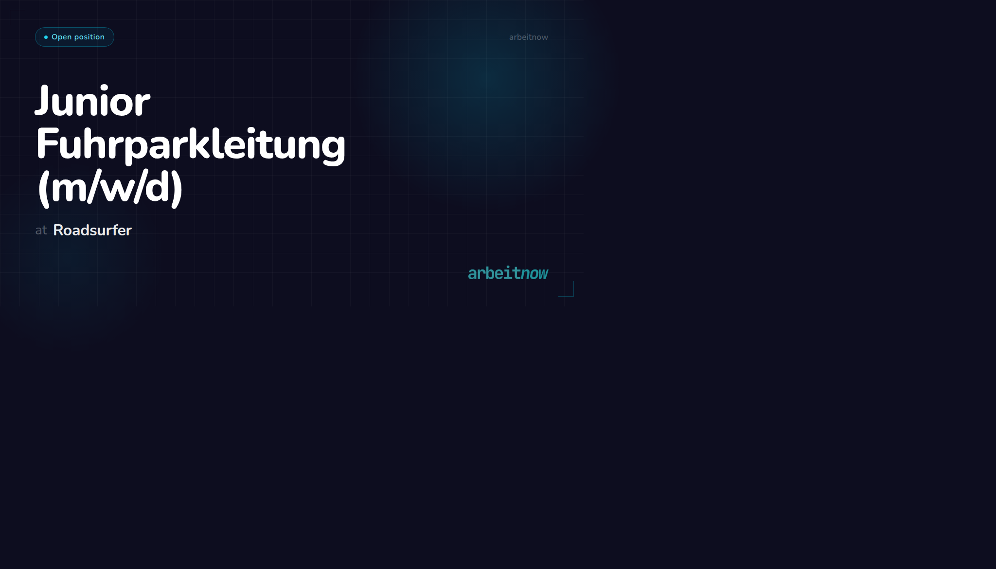 Junior Fuhrparkleitung  (m/w/d) at Roadsurfer