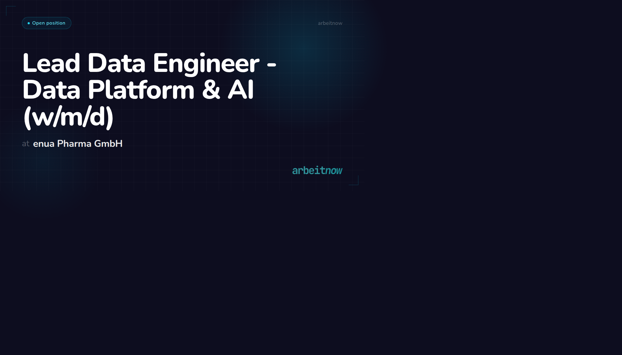 Lead Data Engineer - Data Platform & AI – enua Pharma GmbH – Cologne ...