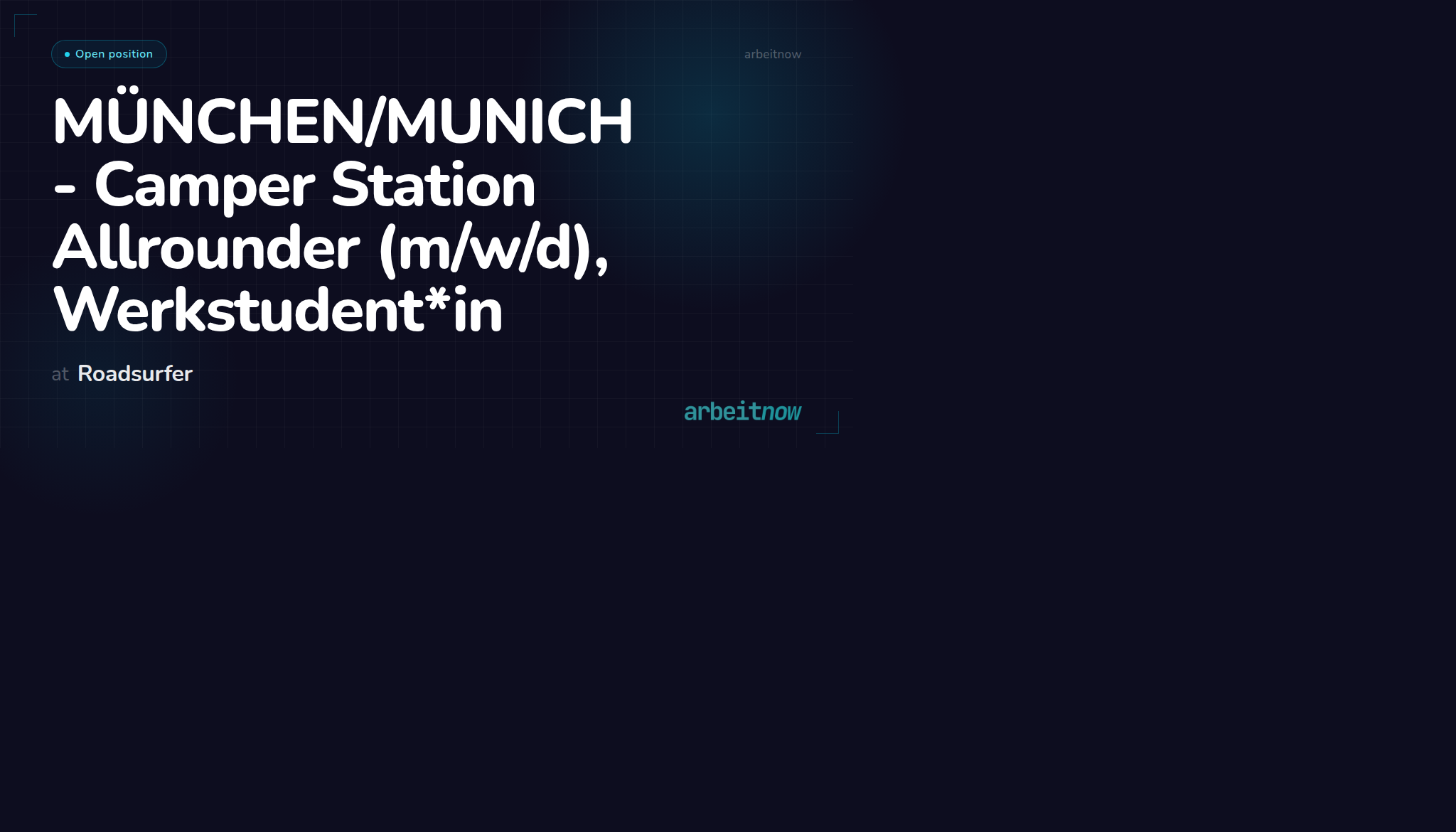 MÜNCHEN/MUNICH - Camper Station Allrounder (m/w/d), Werkstudent*in at Roadsurfer