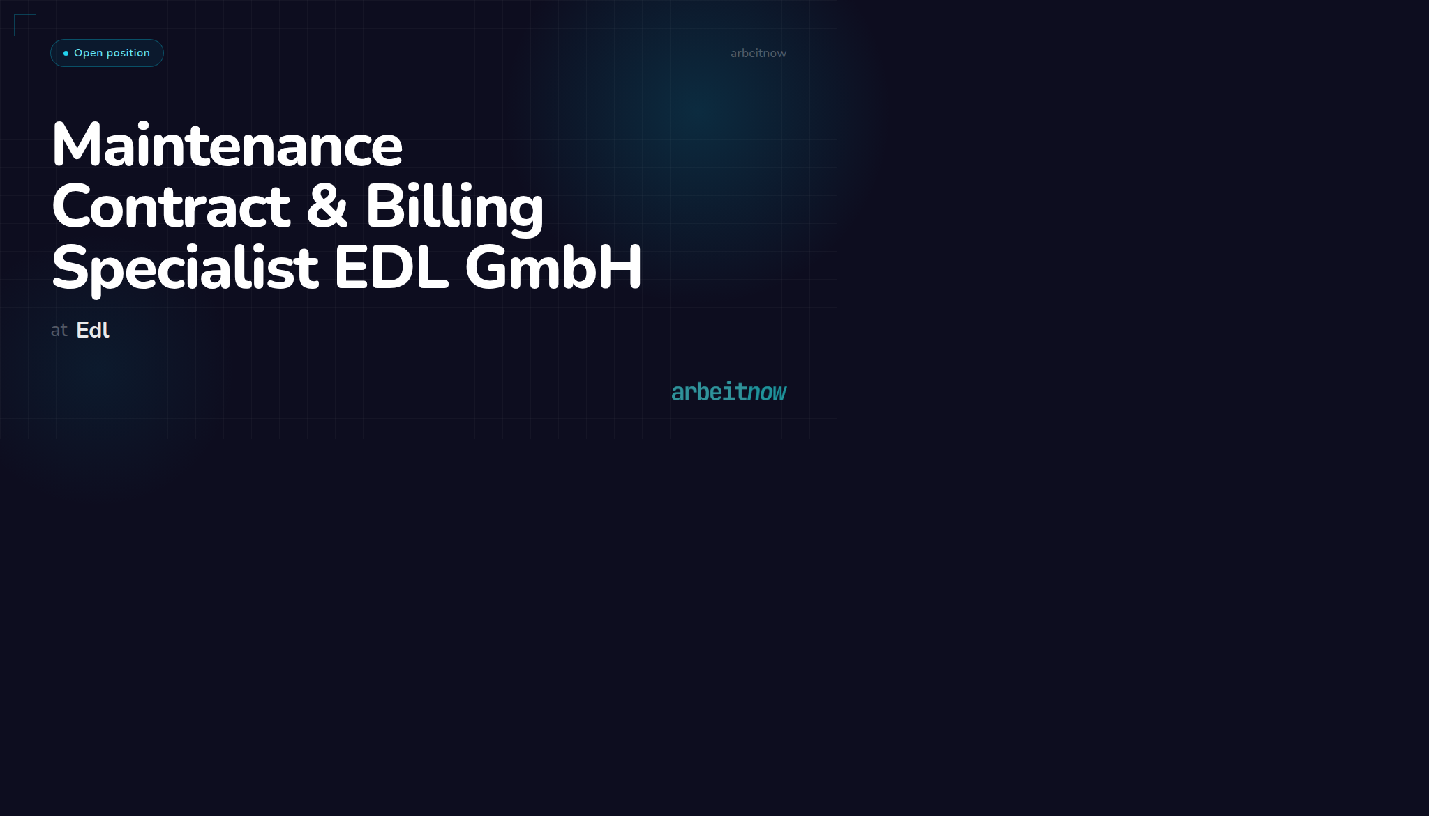 Maintenance Contract & Billing Specialist EDL GmbH — Edl