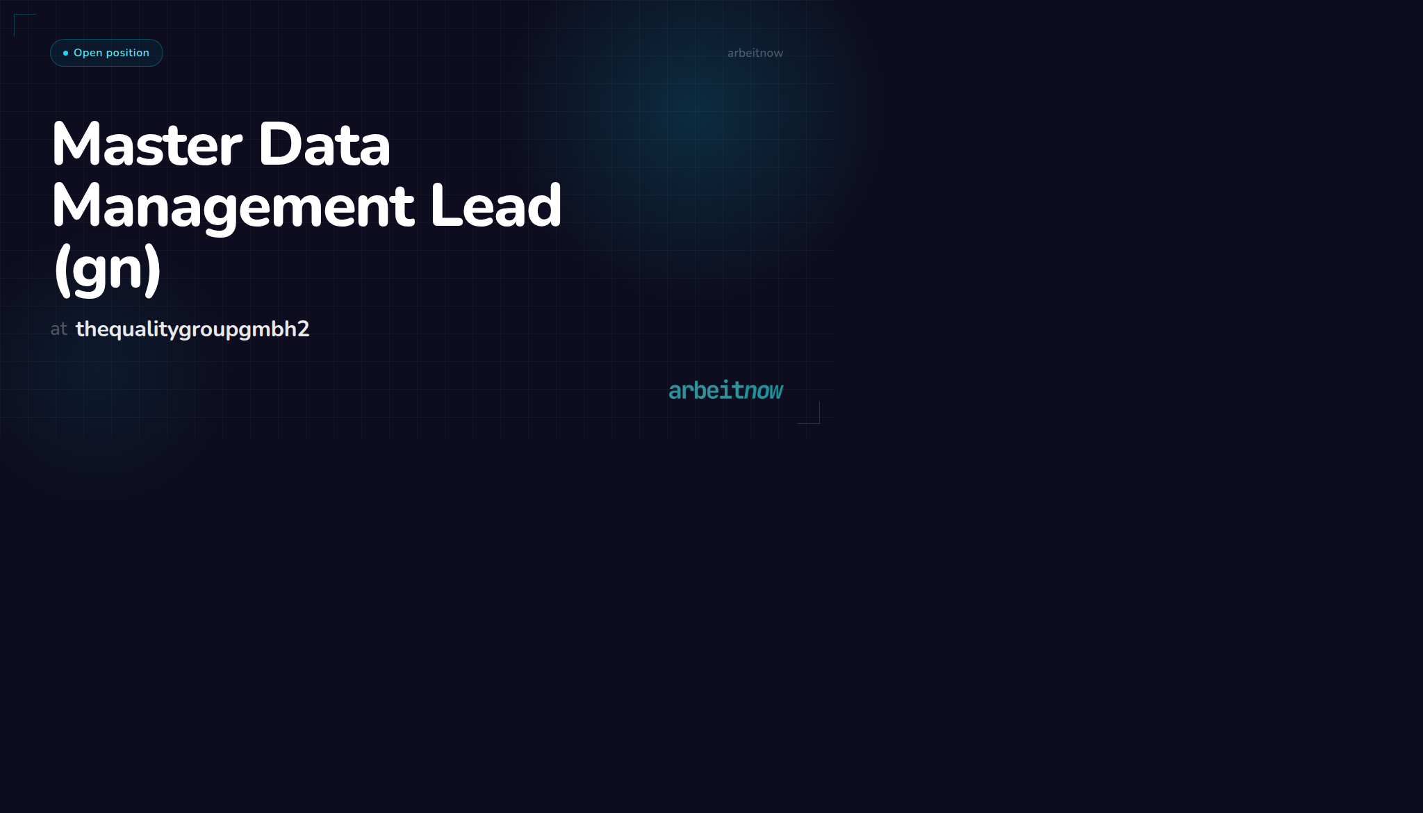 Master Data Management Lead (gn) — thequalitygroupgmbh2