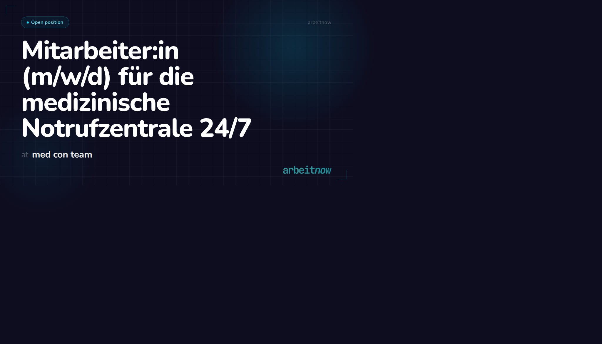 Mitarbeiter:in (m/w/d) für die medizinische Notrufzentrale 24/7 — med con team