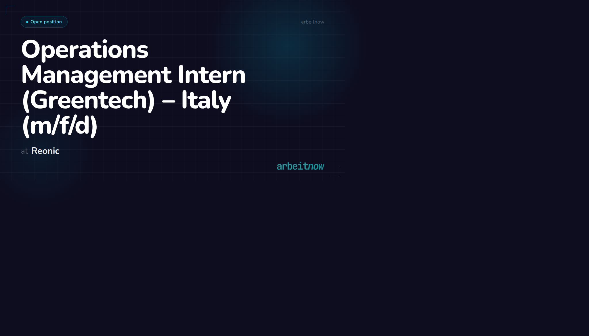 Operations Management Intern (Greentech) – Italy (m/f/d) at Reonic
