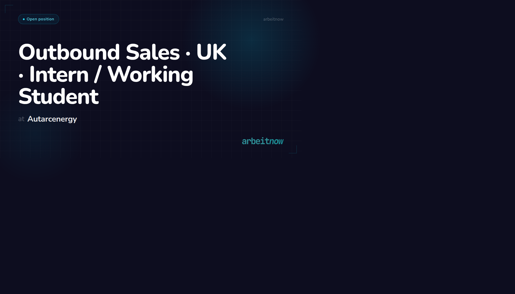 Outbound Sales · UK · Intern / Working Student — Autarcenergy