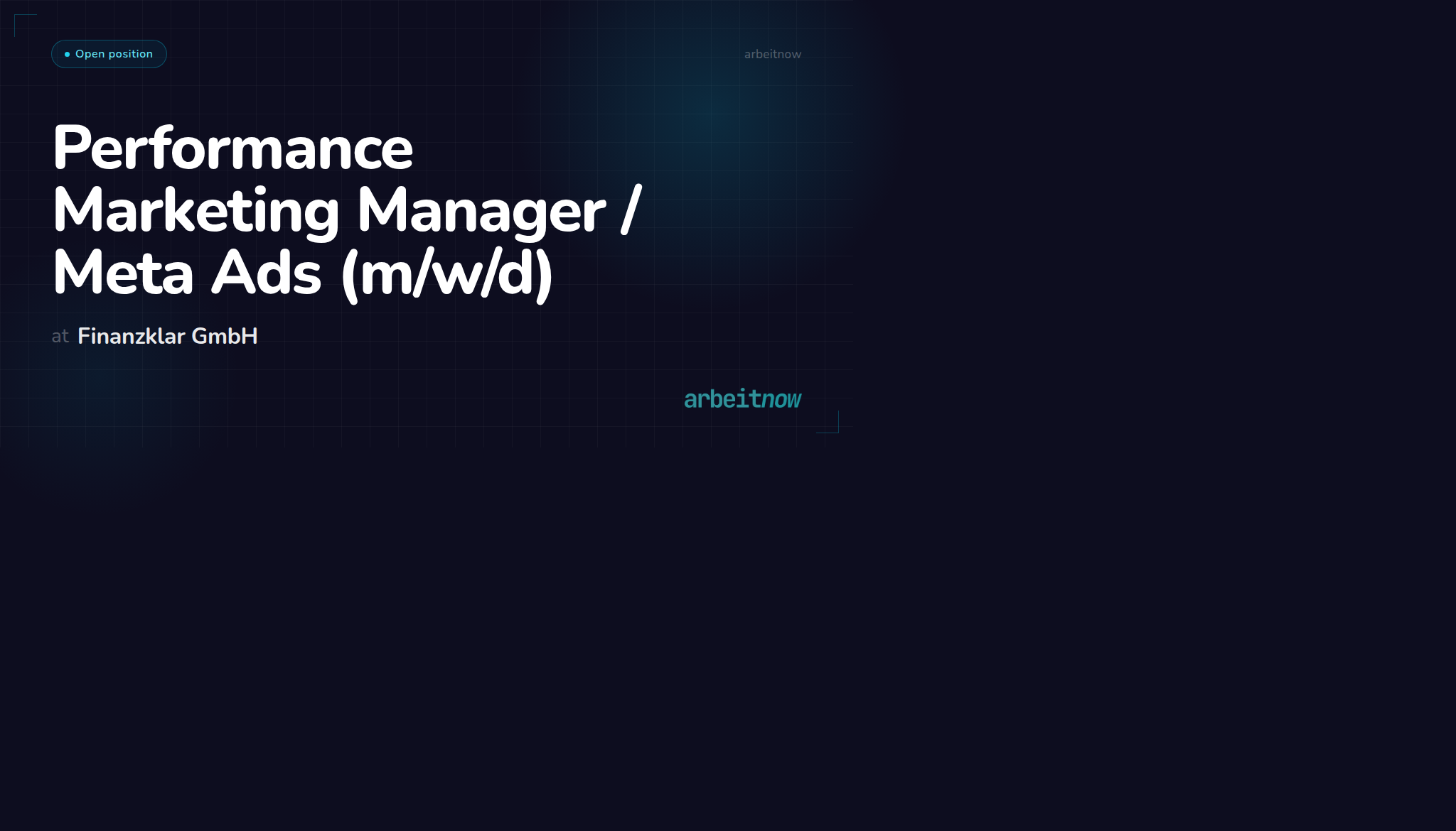Performance Marketing Manager / Meta Ads (m/w/d) — Finanzklar GmbH