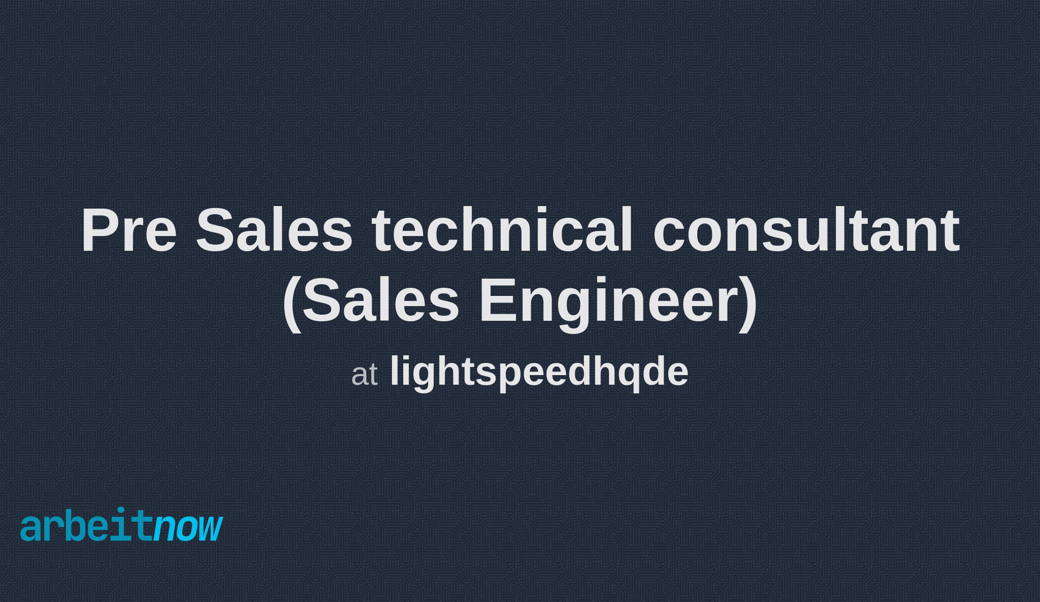 Pre Sales Technical Consultant Sales Engineer At Lightspeedhqde Be