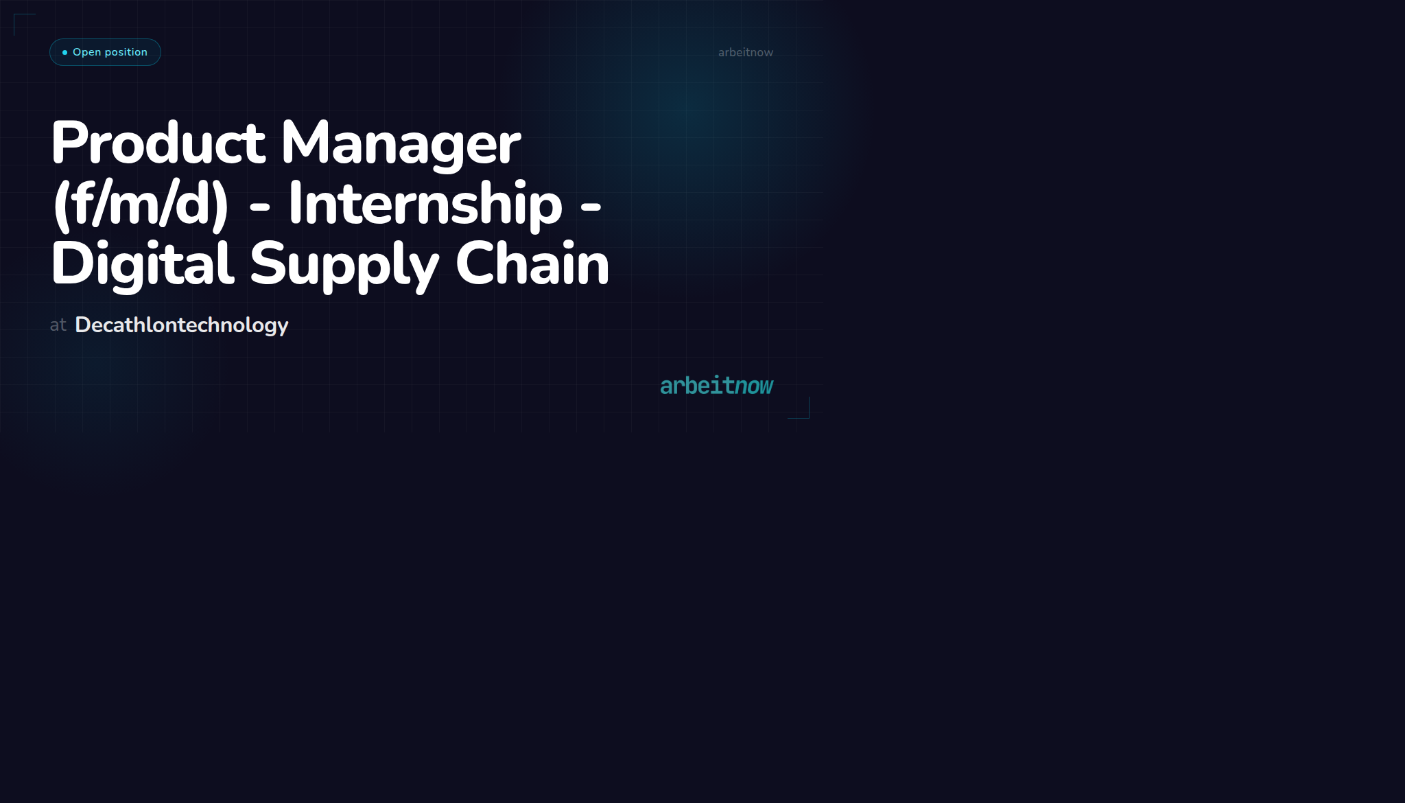 Product Manager (f/m/d) - Internship - Digital Supply Chain — Decathlontechnology