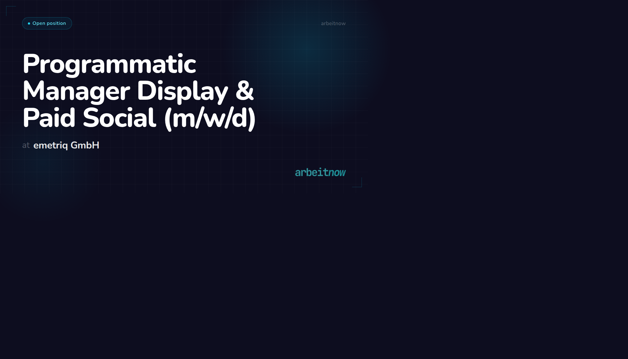 Programmatic Manager Display & Paid Social (m/w/d) — emetriq GmbH