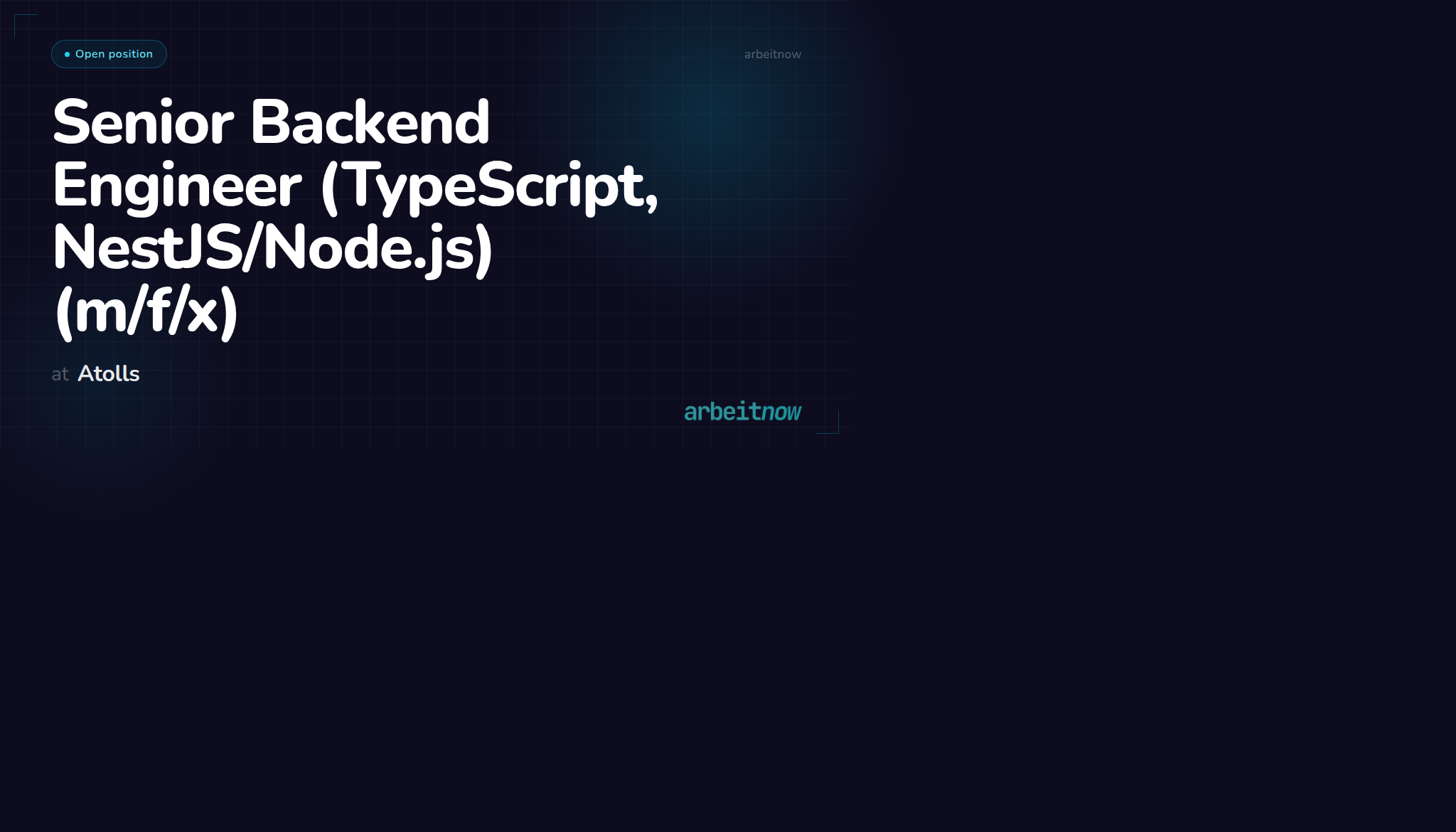 Senior Backend Engineer (TypeScript, NestJS/Node.js) – Atolls – Munich ...