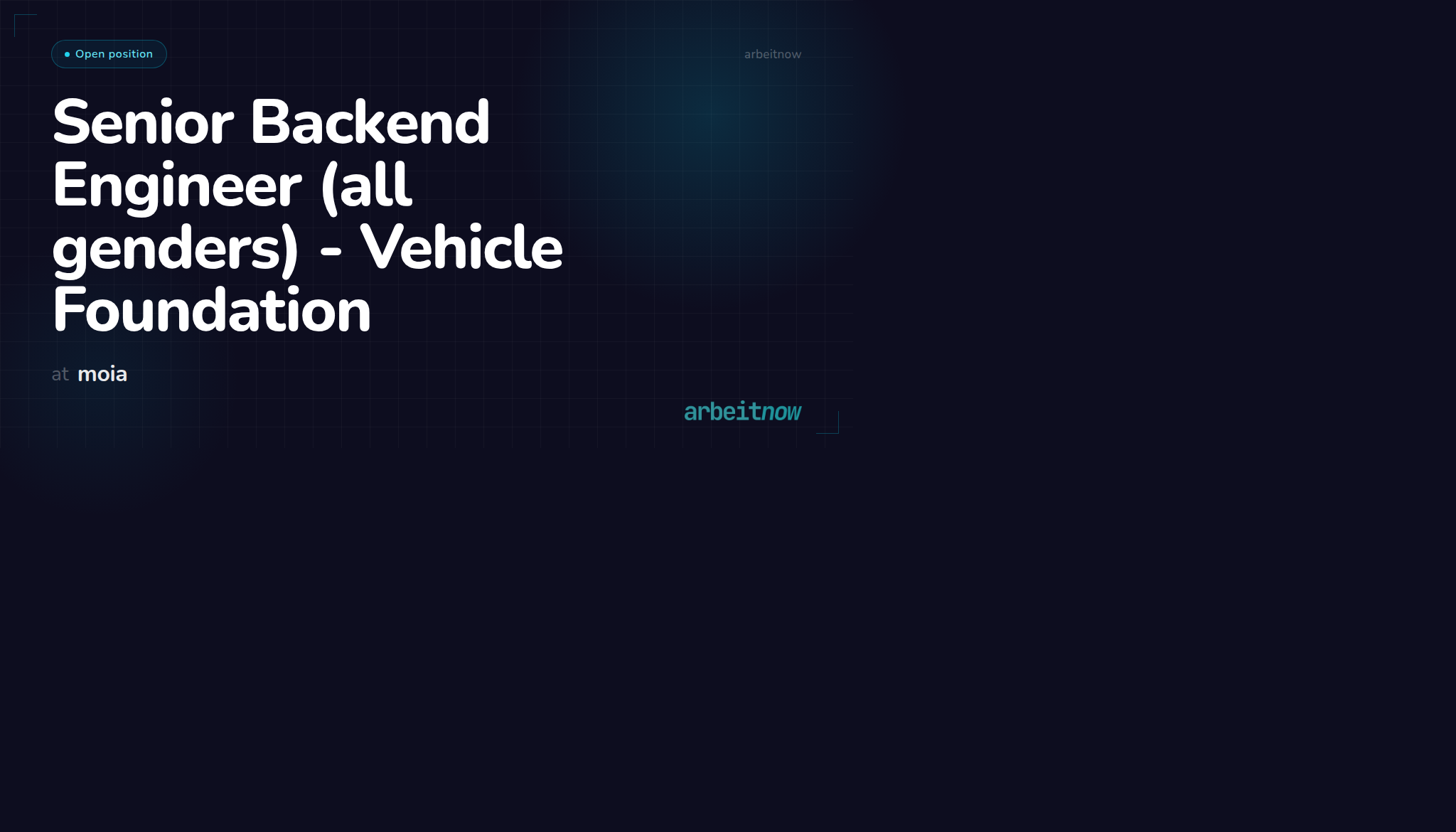 Senior Backend Engineer (all genders) - Vehicle Foundation – moia ...