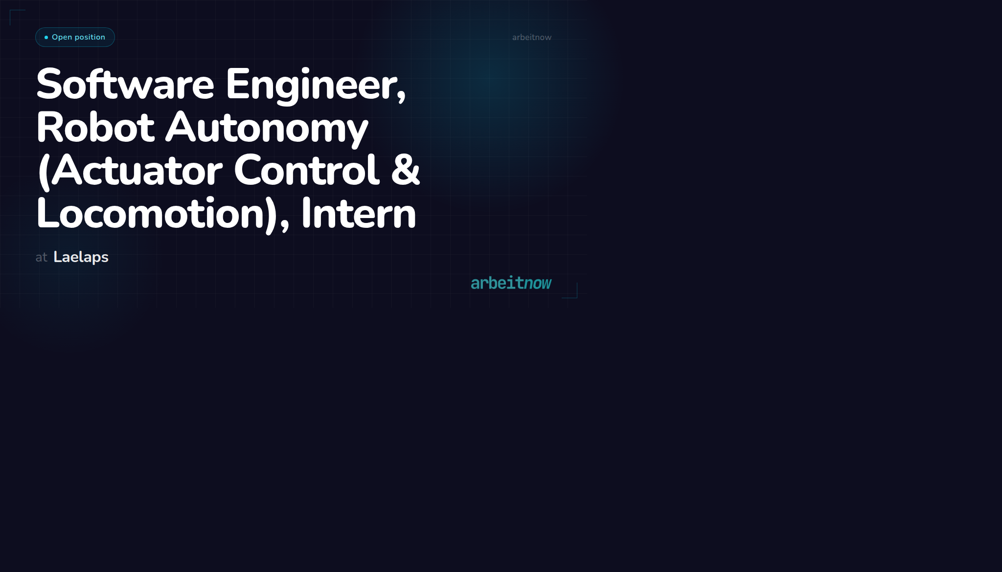 Software Engineer, Robot Autonomy (Actuator Control & Locomotion), Intern — Laelaps