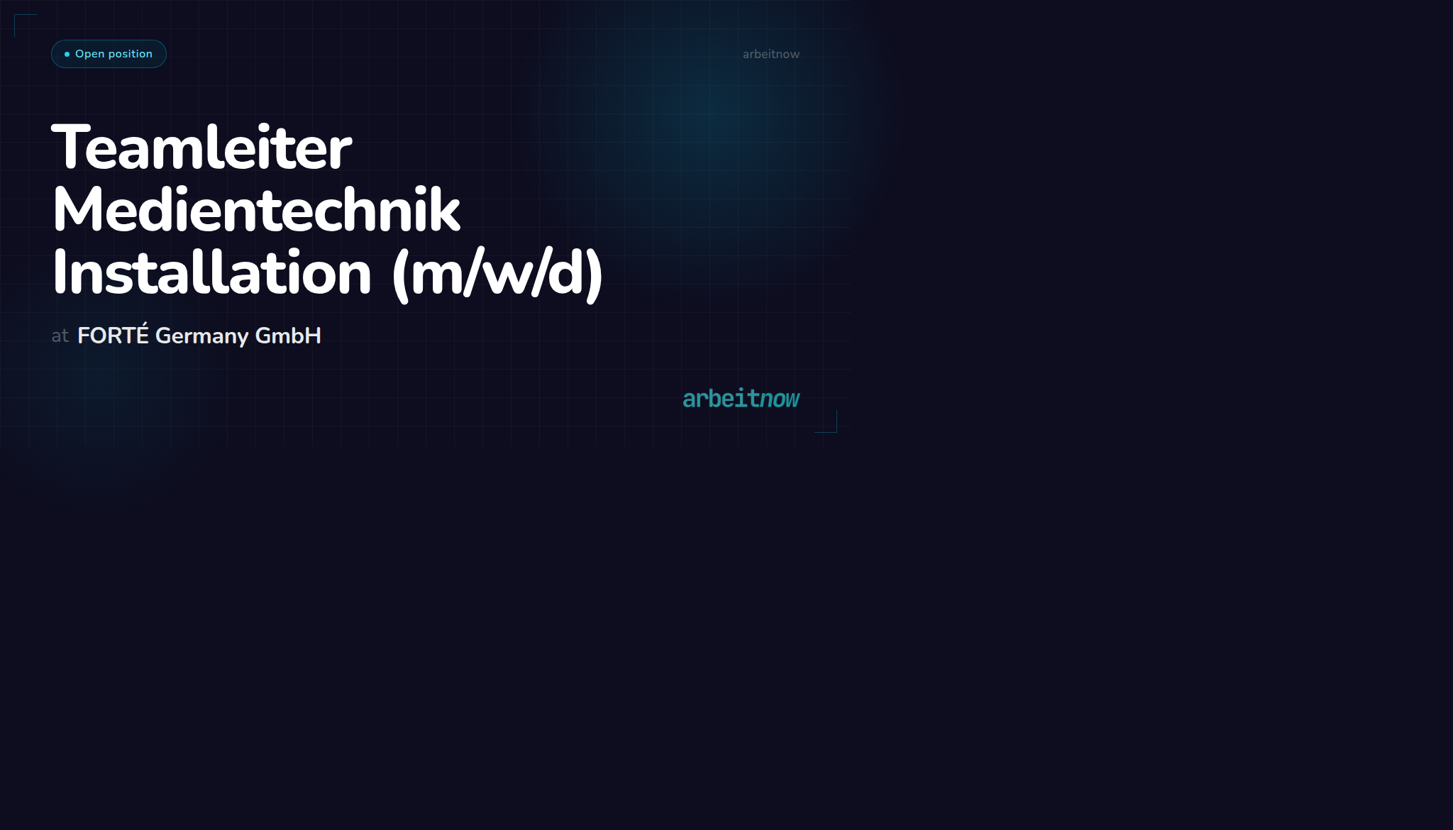 Teamleiter Medientechnik Installation (m/w/d)