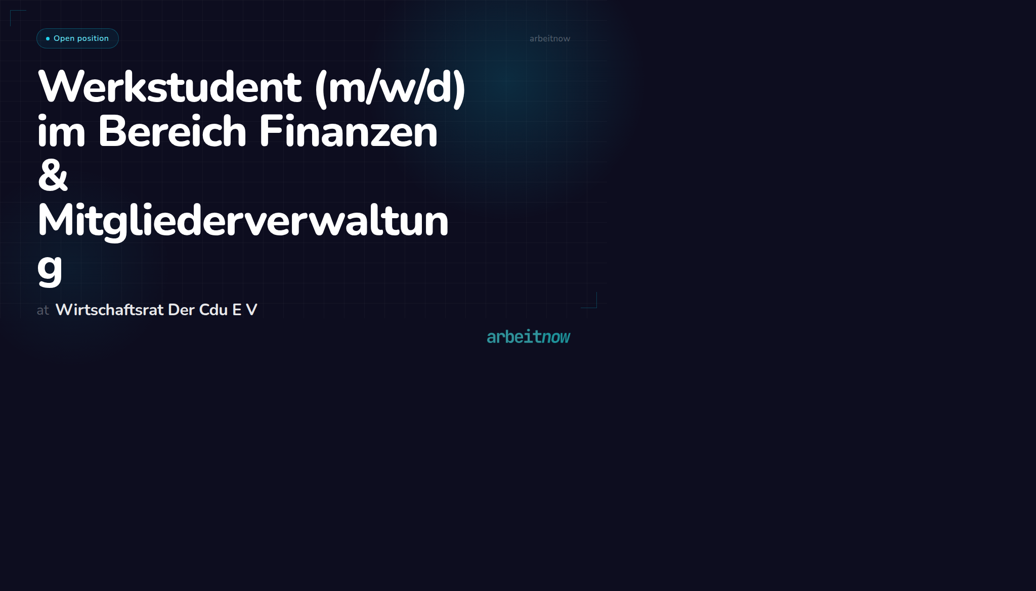 Werkstudent (m/w/d) im Bereich Finanzen & Mitgliederverwaltung — Wirtschaftsrat Der Cdu E V