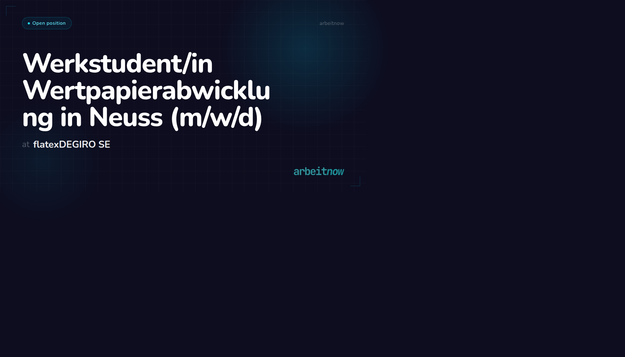Werkstudent/in Wertpapierabwicklung in Neuss (m/w/d) — flatexDEGIRO SE