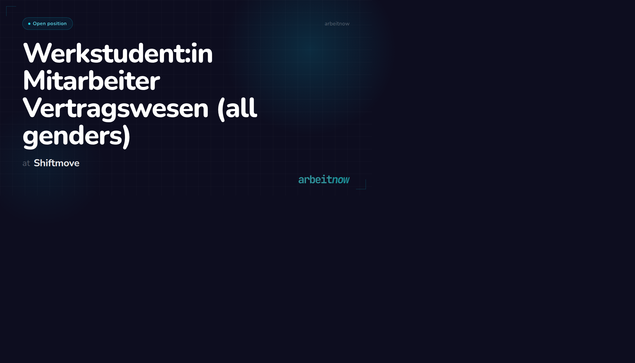 Werkstudent:in Mitarbeiter Vertragswesen (all genders) at Shiftmove