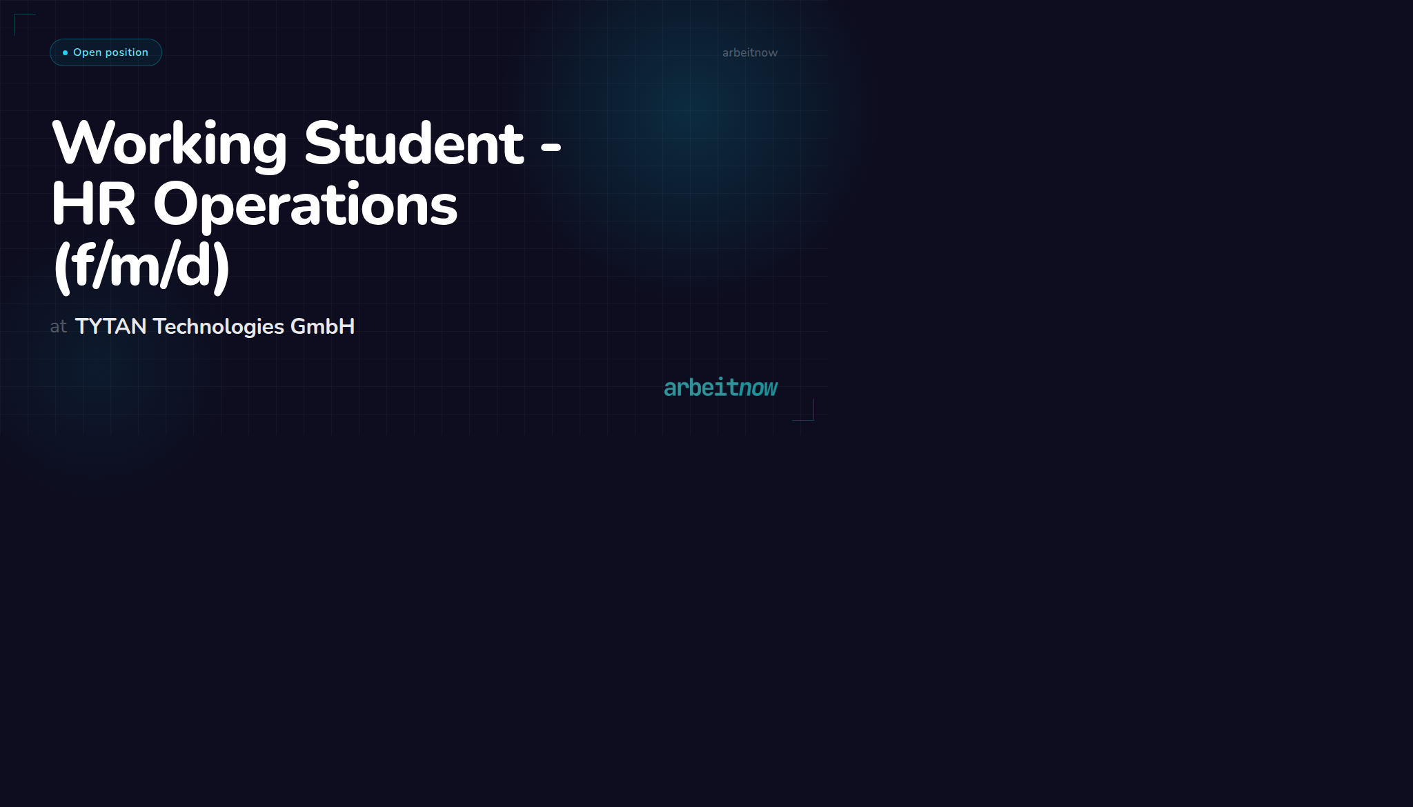 Working Student - HR Operations (f/m/d) at TYTAN Technologies GmbH