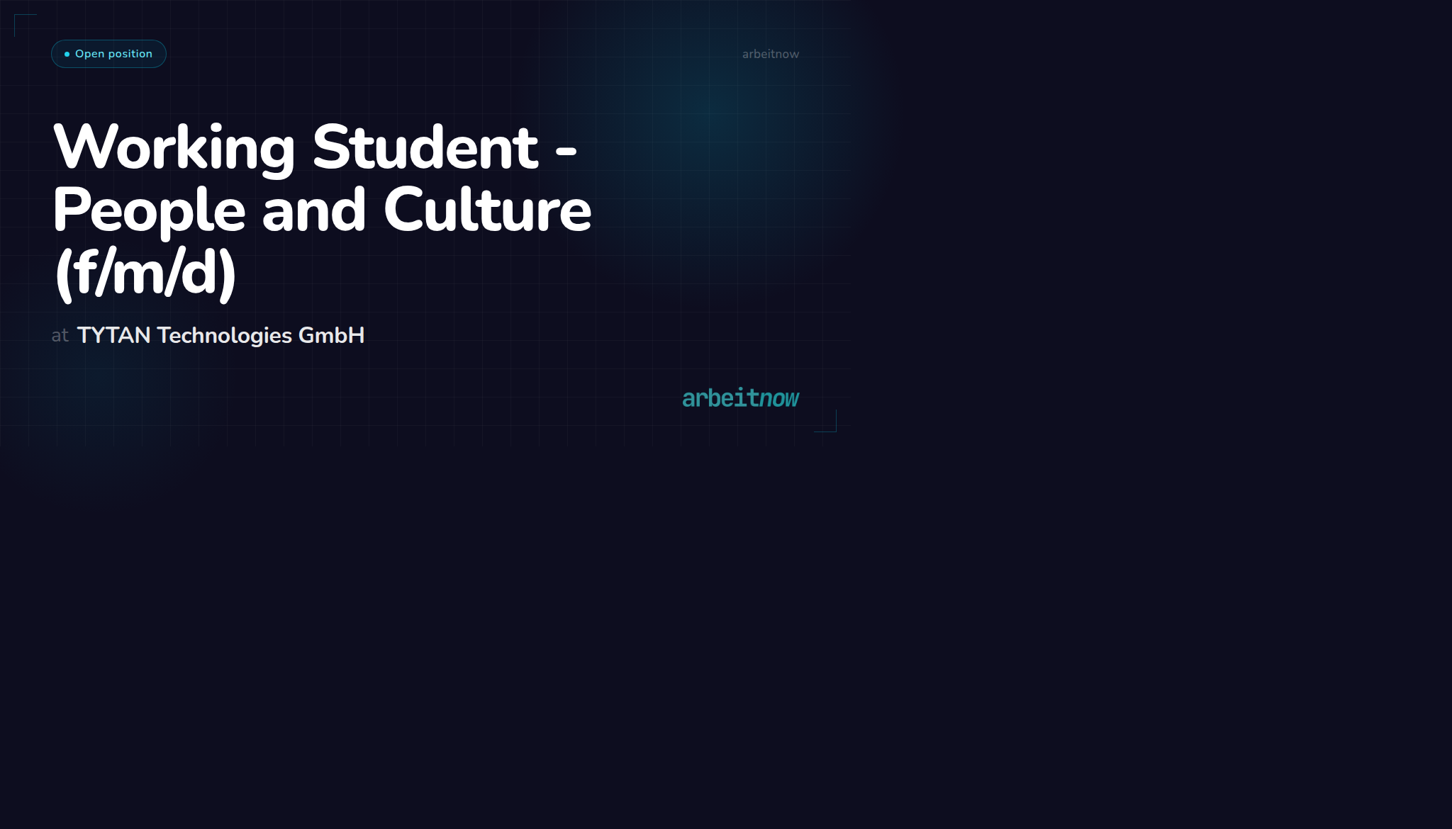Working Student - People and Culture (f/m/d) at TYTAN Technologies GmbH