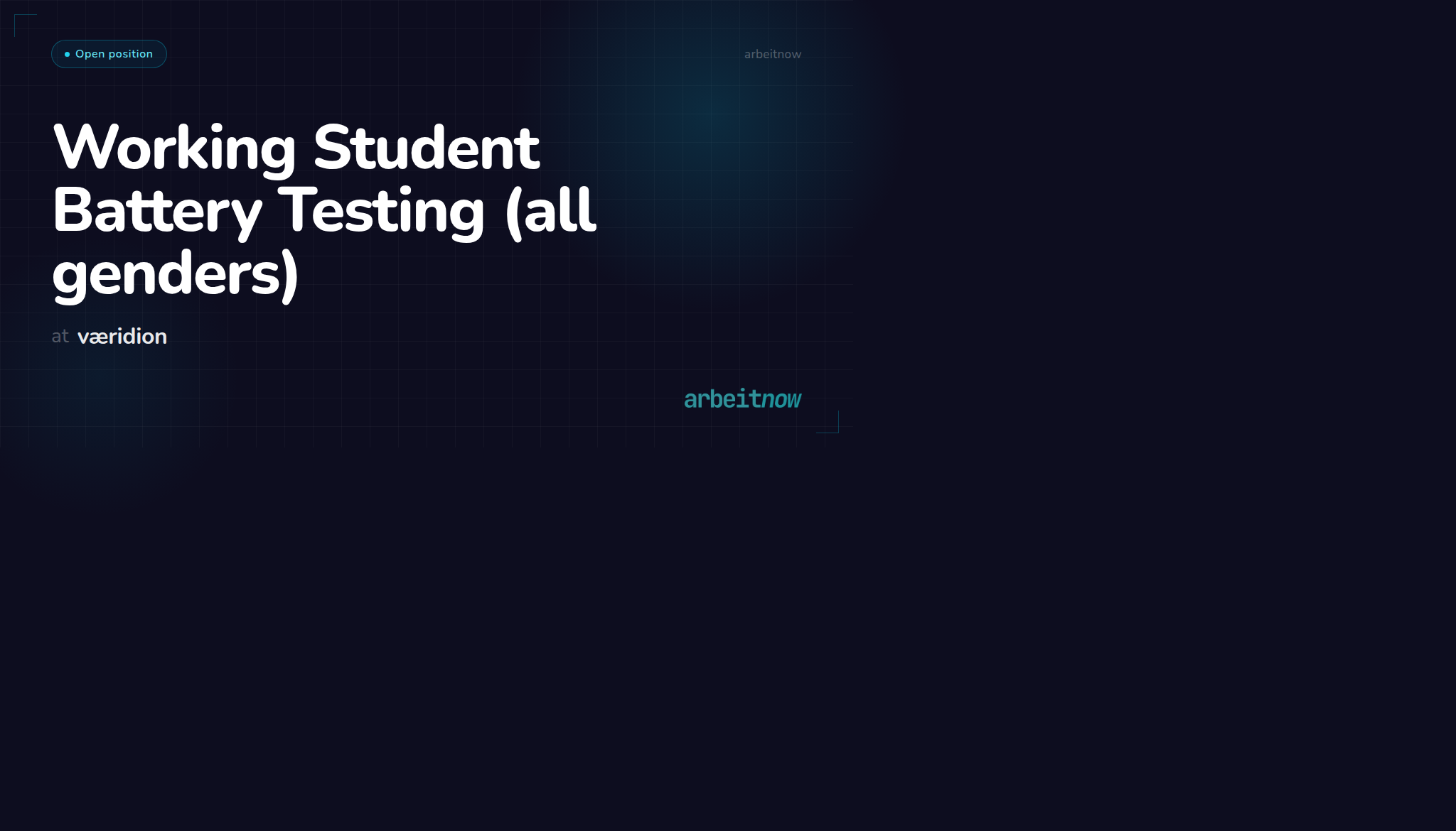 Working Student Battery Testing (all genders) at væridion