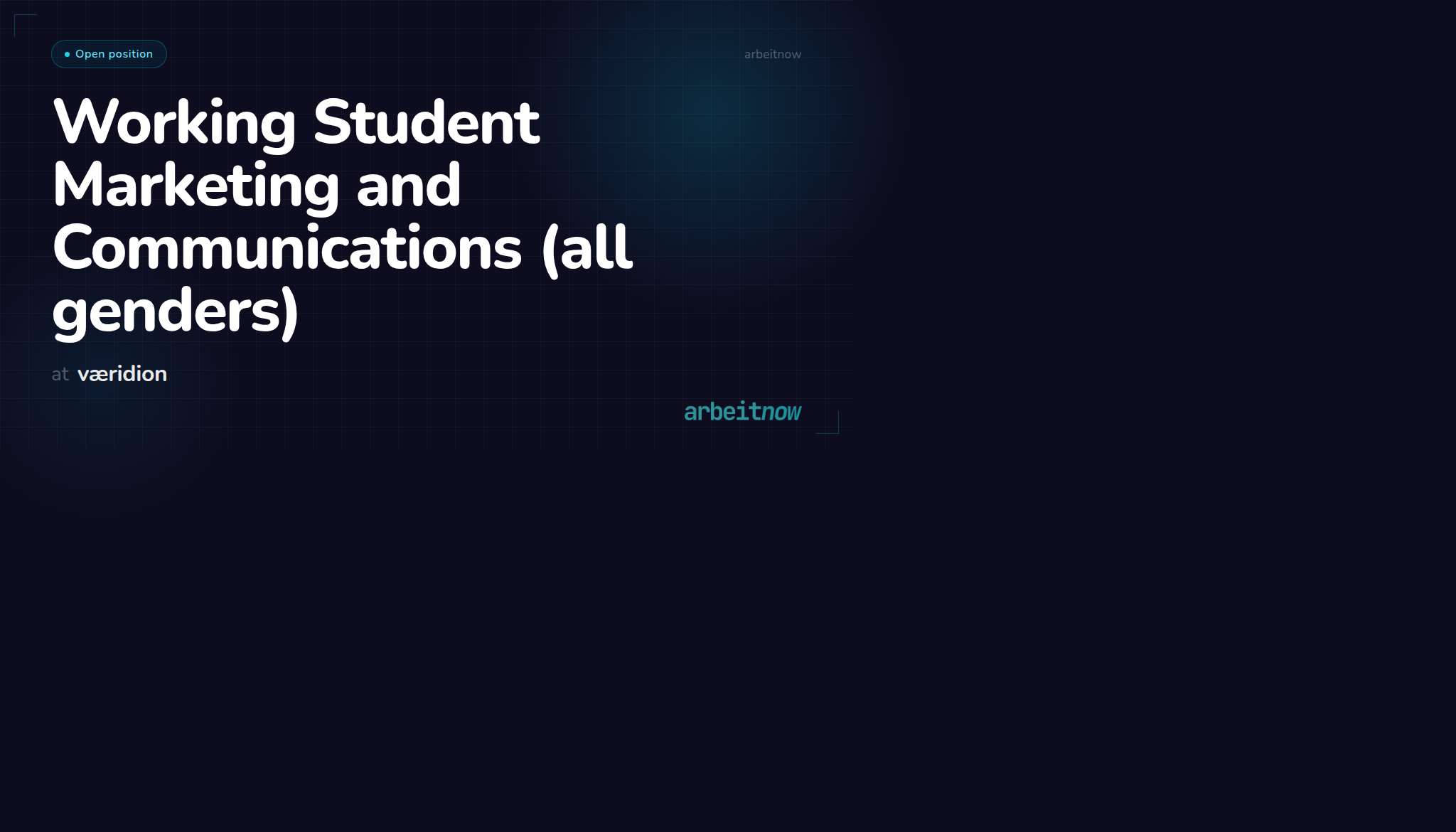 Working Student Marketing and Communications (all genders) at væridion