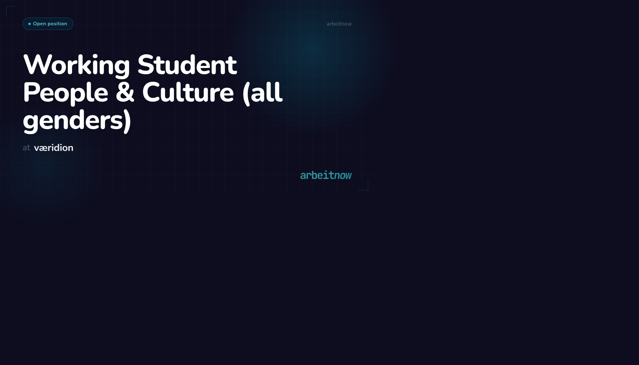Working Student People & Culture (all genders) at væridion